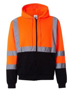 Kishigo Hi-Vis Full-Zip Hooded Sweatshirt - Orange