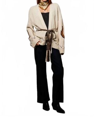 Blue B Lucky You Western Horse Belted Cardigan Sweater - Multicolor