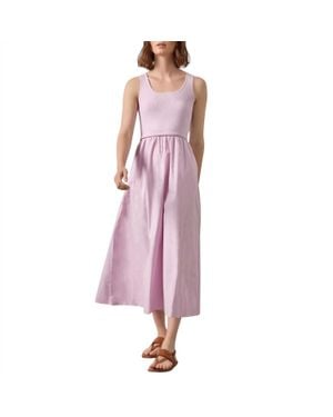 Lilla P Mixed Media Scoop Neck Midi Dress - Purple