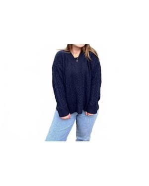 Buttermelon V-Neck Oversized Sweater - Blue