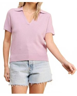 Allie Rose Short Sleeve Textured Polo