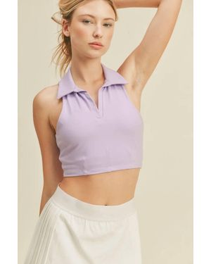 Kimberly C Collar Cropped Tank Top - Purple