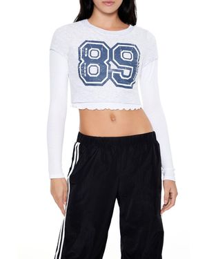 Forever 21 New York 89 Cropped Combo Tee - Blue