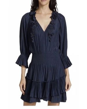 Ramy Brook Allison Pleated Mini Dress - Blue
