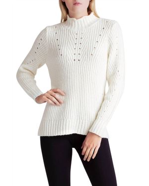 Kensie Punk Yarn Long Sleeve Mock Neck Sweater - White
