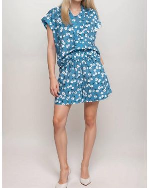 Johnny Was Calme Printed Flounce Short - Blue