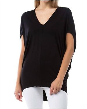 Apny Oversized Short Sleeve Tee Top - Black