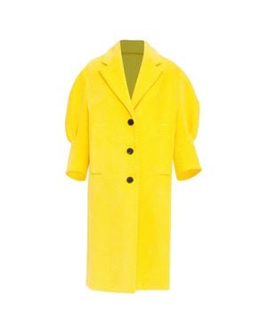 Prada Cotton Corduroy Puff Sleeve Coat - Yellow