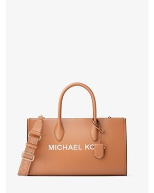 Michael Kors Outlet Mirella Medium Pebbled Leather Satchel - Brown