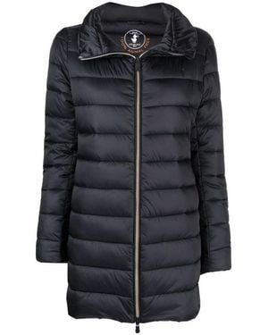 Save The Duck Quilted Short Coat With High Collar - Black