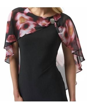 Joseph Ribkoff Chiffon Cape Overlay Dress - Black