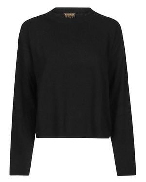 Woolrich Cozy Cropped Fine-Knit Wool-Blend Sweater - Black