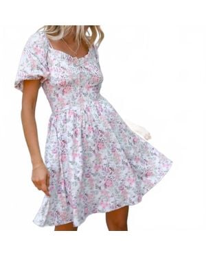 Kori Sweetheart Smocked Floral Dress - Blue