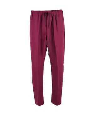Semicouture Fuchsia Tapered-Leg Virgin Wool-Blend Pants