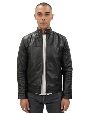 Infinity Leather Retro Leather Biker Jacket-Amsterdam - Black