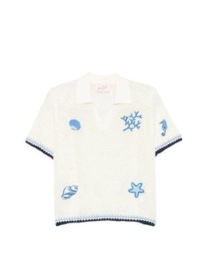 MC2 Saint Barth Open-Knit Sea Motifs Top - White