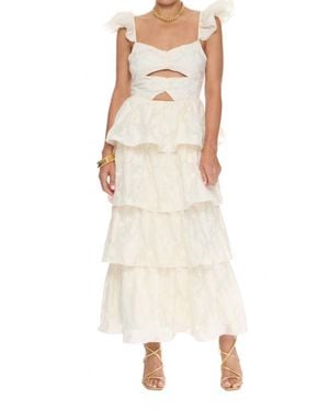 Lena® Carly Ruffle Cutout Midi Dress - Natural