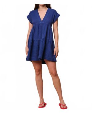 Sundry Gauze Tiered Dress - Blue