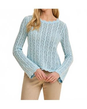 Fdj Long Sleeve Garment Dye Sweater Top - Blue