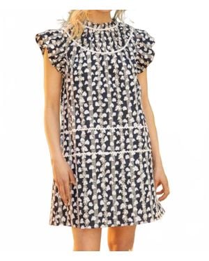 Voya Heart Printed Eyelet Shift Dress - Black