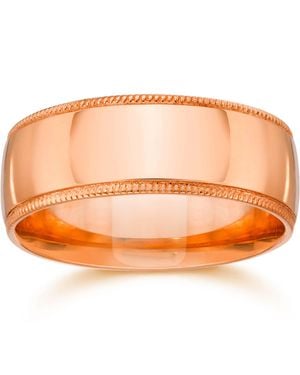 Pompeii3 8Mm Milgrain 14K Rose Polished Wedding Band Size Selectable - Orange