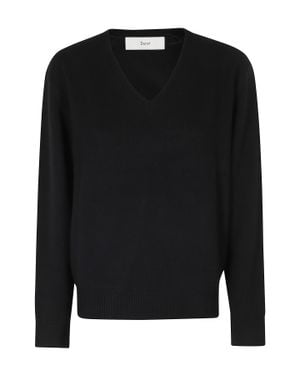 DUNST Classic V-Neck Wool-Cashmere Sweater - Black