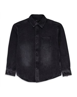 Purple Brand Oversized Western Casual Button-Down Shirts - Blue