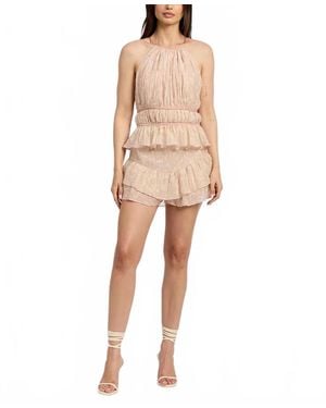 En Saison Tie Back Halter Peplum Top - Natural