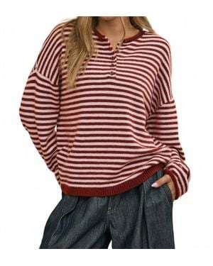 Blu Pepper Season Knit Shoulder Sweater - Red