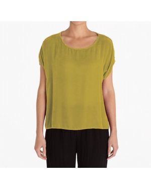 cut-loose Velvet Short Sleeve Hi Lo Top - Green
