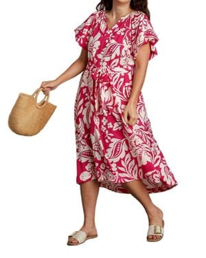 Umgee Two Tone Midi Dress - Red