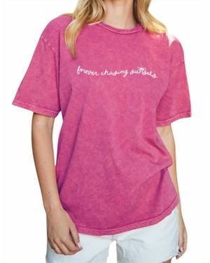 Oat Collective Forever Chasing Sunsets Mineral Graphic Tee - Pink