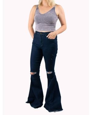 Saints & Hearts Distressed Hem Denim Jeans - Blue