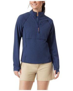 BASS OUTDOOR Jacket Half Zip Mock Neck Raglan Sleeve Fts354 - Blue
