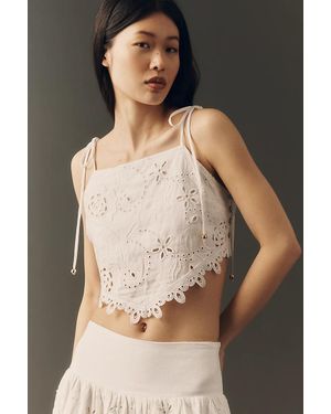 En Saison Analise Lace Crop Top - White