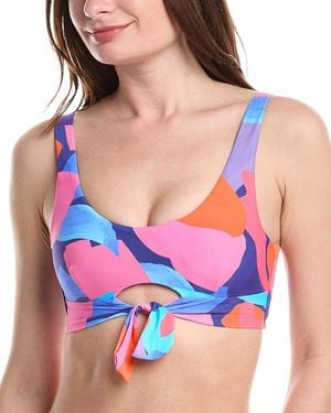 Sea Level Paintball Tie Front Crop Top - Blue