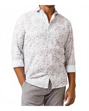 Stone Rose Buonasera Clubhouse Floral Linen Shirt - White