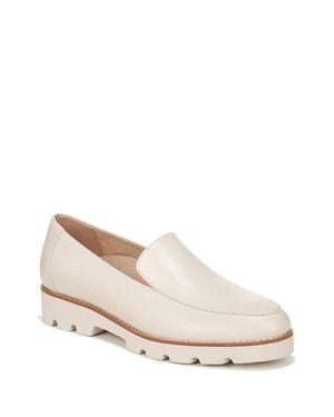 Vionic Kensley Flats Cream Leather Almond Toe Slip On Loafers Hawk2347 - Natural