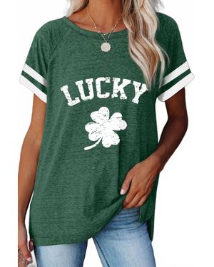 Shewin Clover Striped Short Sleeve "Lucky" Tee - Green