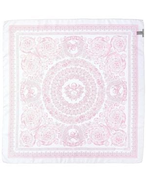 Versace Barocco Print Silk Scarf - Pink