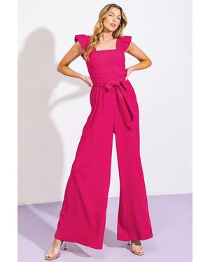 TRUEDAMES Loveilest Style Woven Jumpsuit - Pink