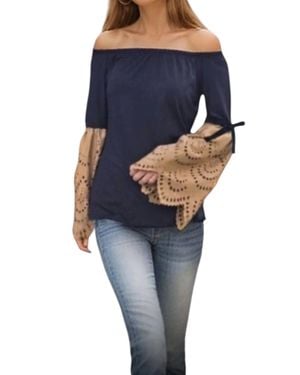 VAVA Eyewear Faya Off Shoulder Top - Blue
