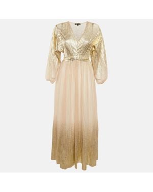 Maje Tulle V-Neck Gown - Natural
