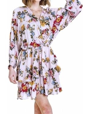 Umgee Floral Tiered Ruffle Hem Mini Dress