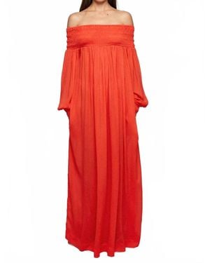 SWF Off Shoulder Maxi Dress - Red