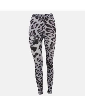 Roberto Cavalli Leopard Print Jersey Leggings - Gray