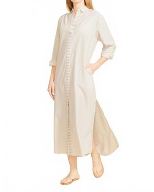 Sitano Riga Striped Maxi Shirt Dress - Natural