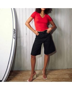 Colorush Barefoot Drift Rib V Tee - Red