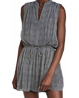 Rag & Bone Carly Geometric Print Sleeveless Gathered Waist Mini Dress - Black