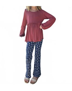 Area Code 407 Girl's Rib Knit Curved Bodice Tunic - Red